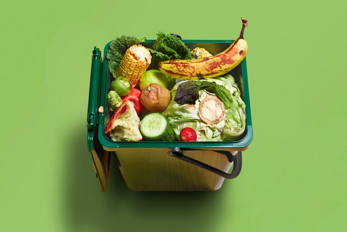 garbage can filled with food