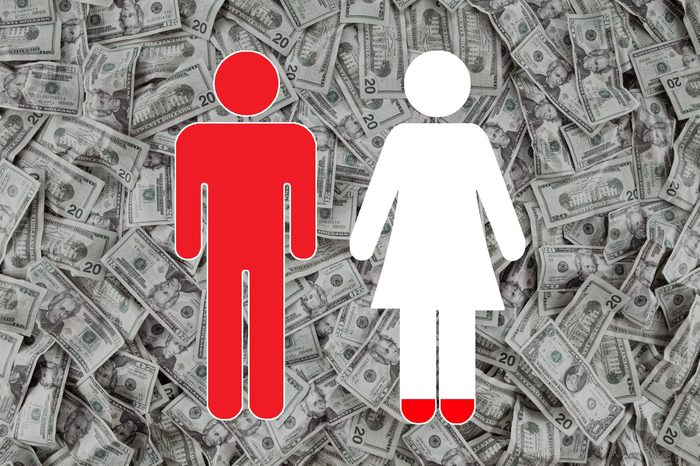 money background with man and woman sybols overlay