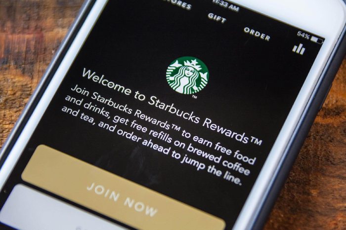 LAS VEGAS, NV - September 22. 2016 - Starbucks App On Apple iPhone Screen. Splash Screen Display. Selective Focus.