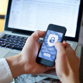 data security concept, mobile application access, login and password