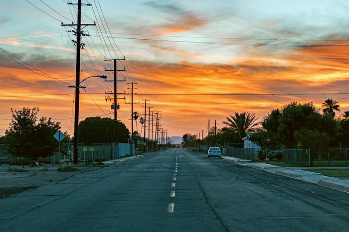 sunsetting in a small town.