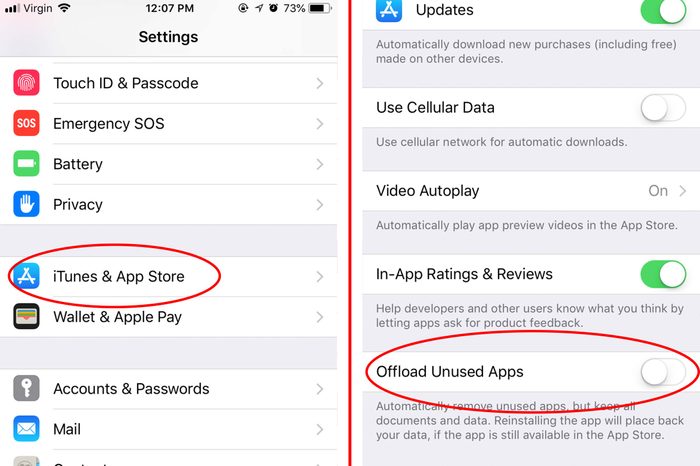 offload unused apps