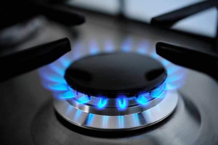 gas burning from a kitchen gas stove