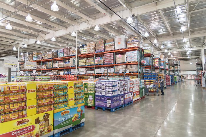 SEATTLE, WA, US-JUL 28, 2015:Customer shopping for supplements and multivitamin at Costco Wholesale big-boxes store. The largest membership-only warehouse club in USA with total of 705 warehouses