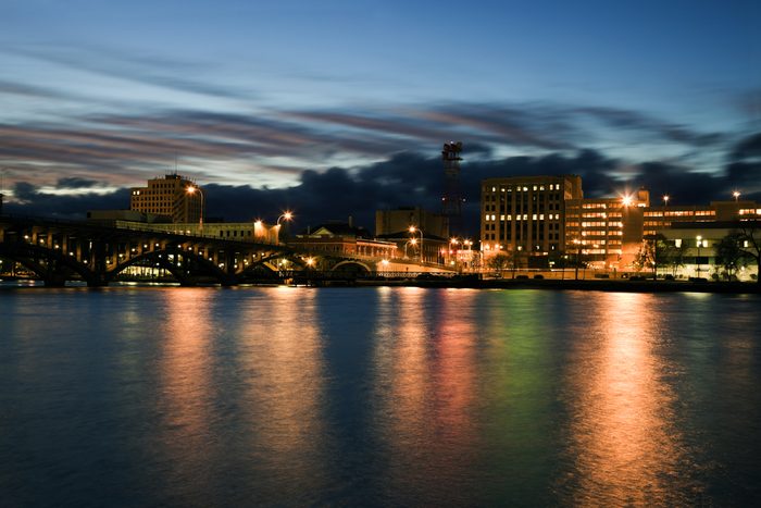 Sunset in Rockford, Illinois, USA.