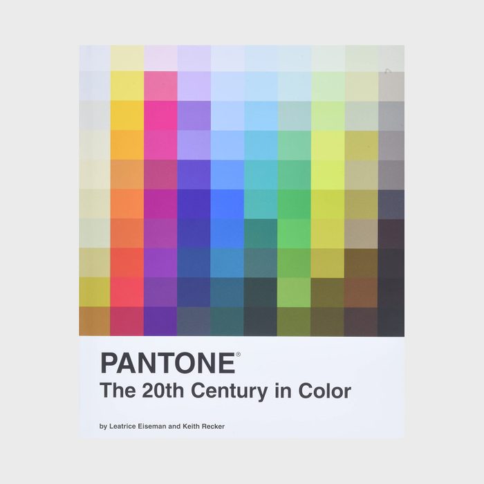 A colorful grid covers a book cover; below, text reads 