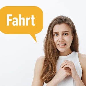Woman biting lip nervously, holding hands together, with speech bubble showing 