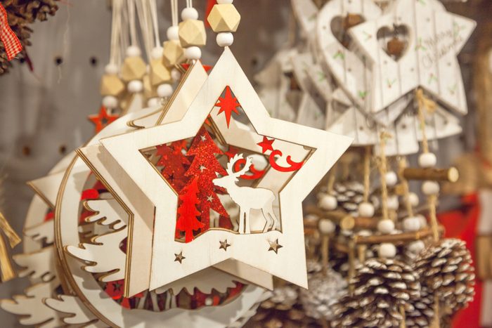 Christmas decorations at the market