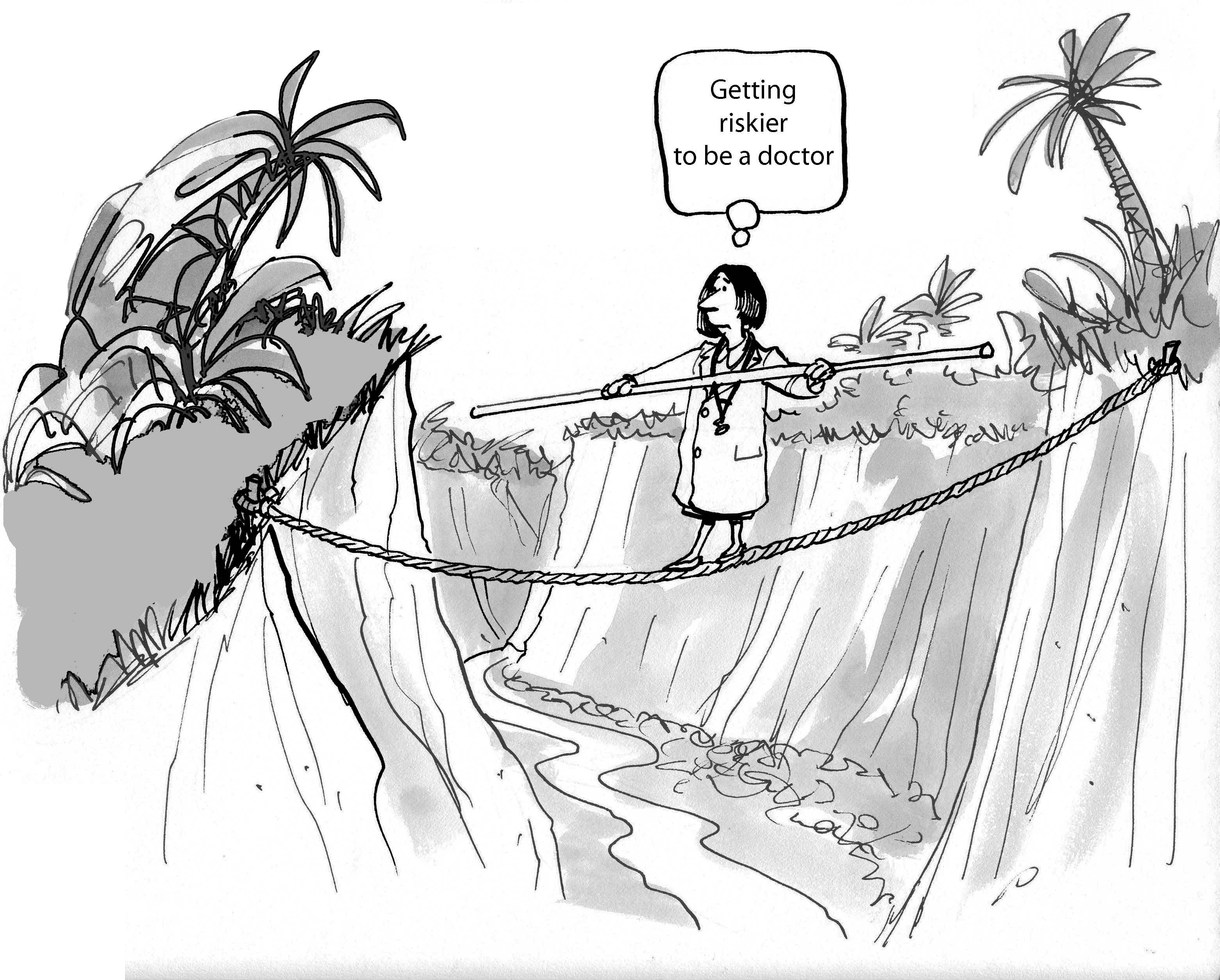 tight rope doctor cartoon