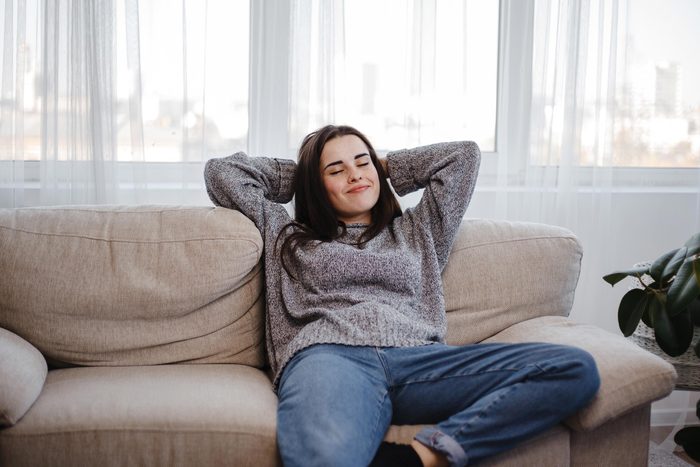 girl relax couch woman
