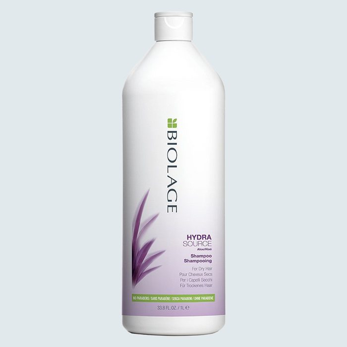 White shampoo bottle displaying 