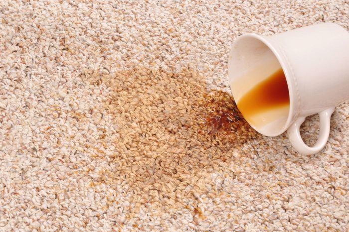 Spilled coffee on the carpet