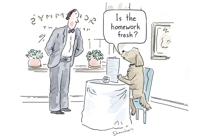dog dining in a restaurant cartoon