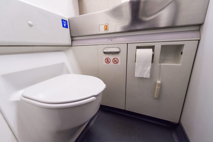 inside airplane bathroom