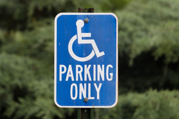 Handicapped parking sign.