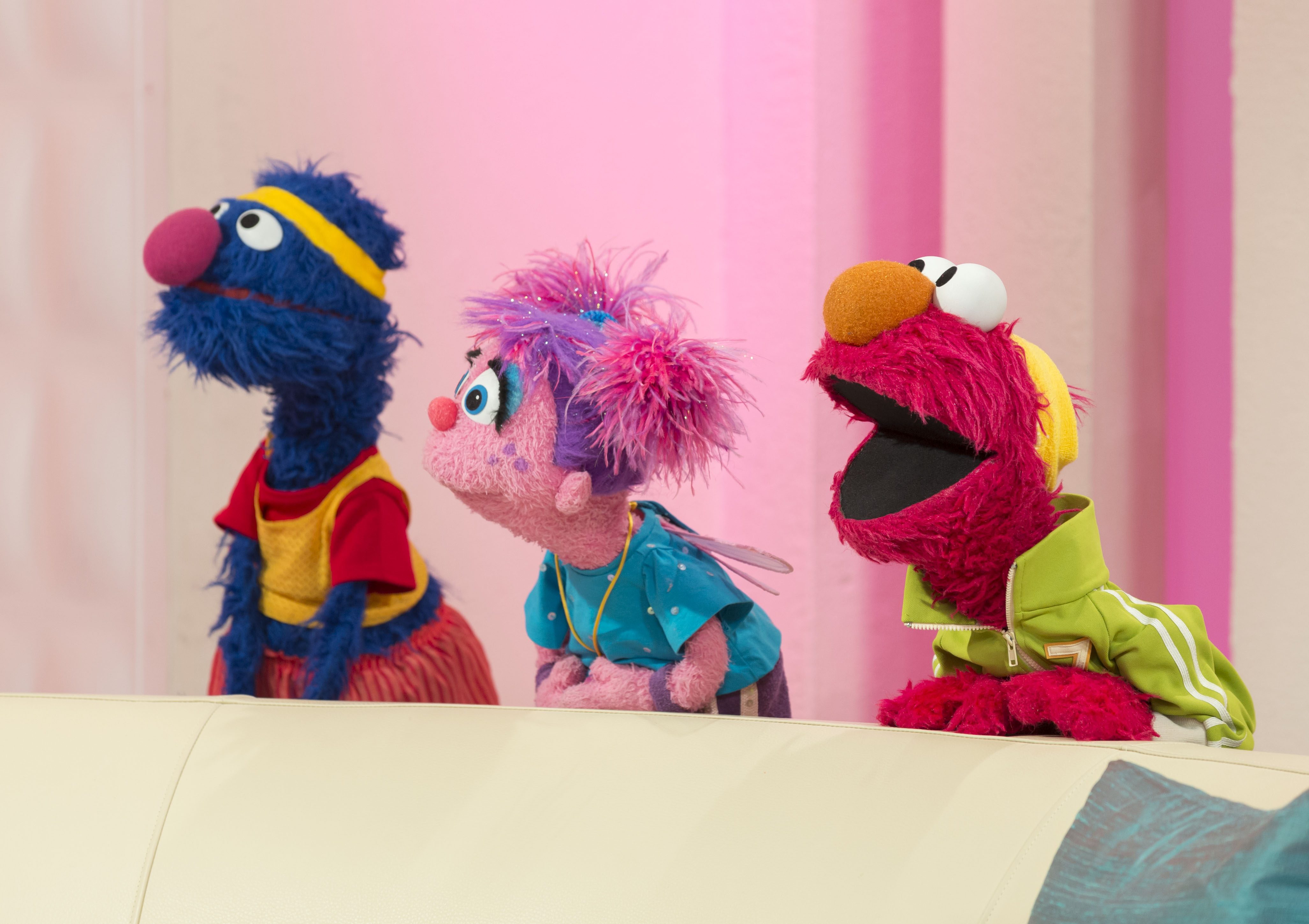 Editorial use only Mandatory Credit: Photo by Steve Meddle/Shutterstock (1814632y) Sesame Street's Elmo and his furry friends Abby Cadabby and Grover 'This Morning' TV Programme, London, Britain - 09 Aug 2012 Elmo and Friends Sesame Streets Elmo and his furry friends Abby Cadabby and Grover.