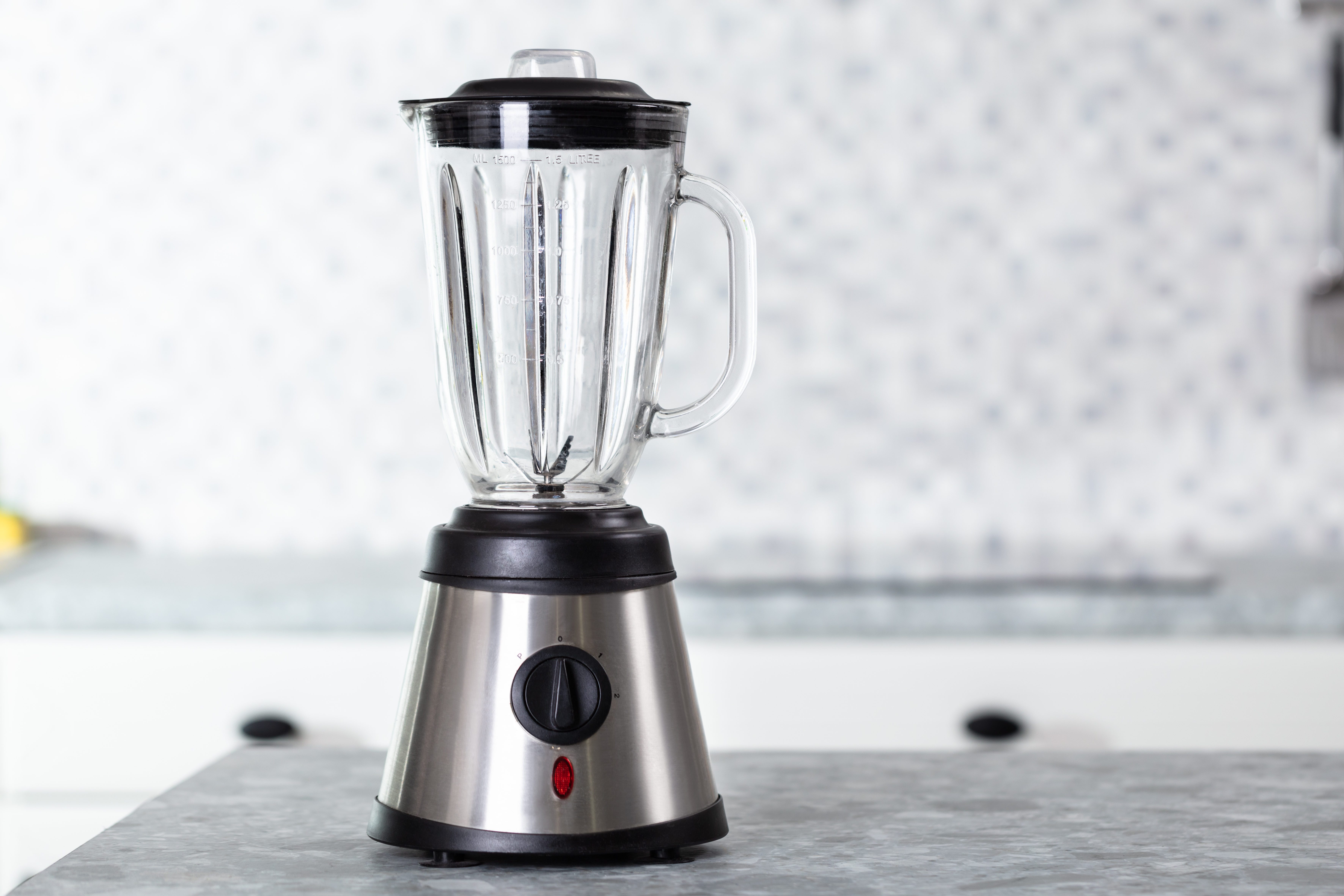 Empty Electric Blender On Modern Kitchen Worktop