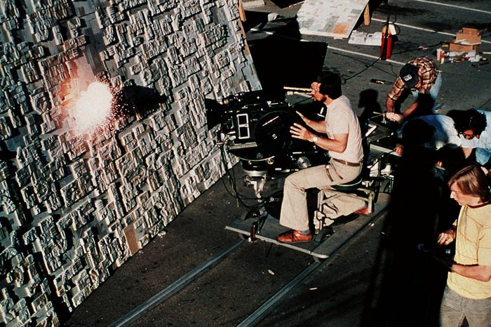George Lucas behind the scenes on the set of Star Wars Episode IV - A New Hope - 1977