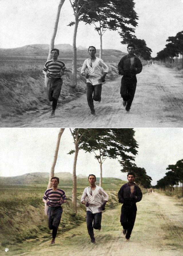 colorized runners 1896 olympics