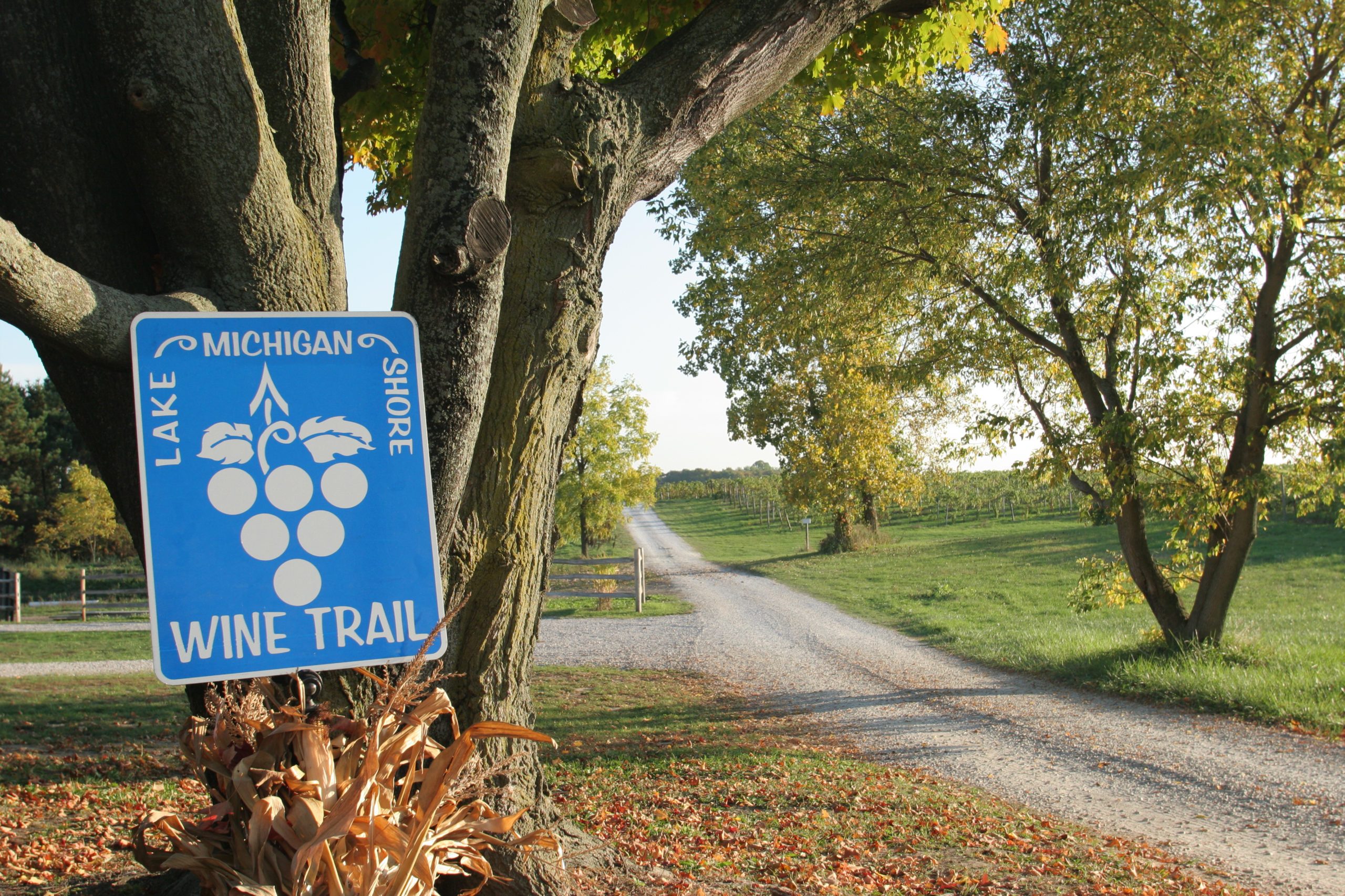 Lake Michigan Shore Wine Trail sign.