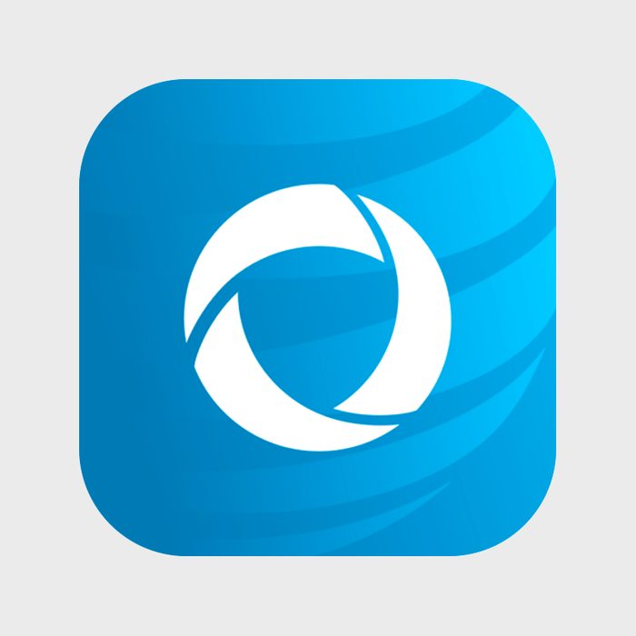 White circular arrow rotates on a blue square background with curved lines, resembling a dynamic, digital logo design.