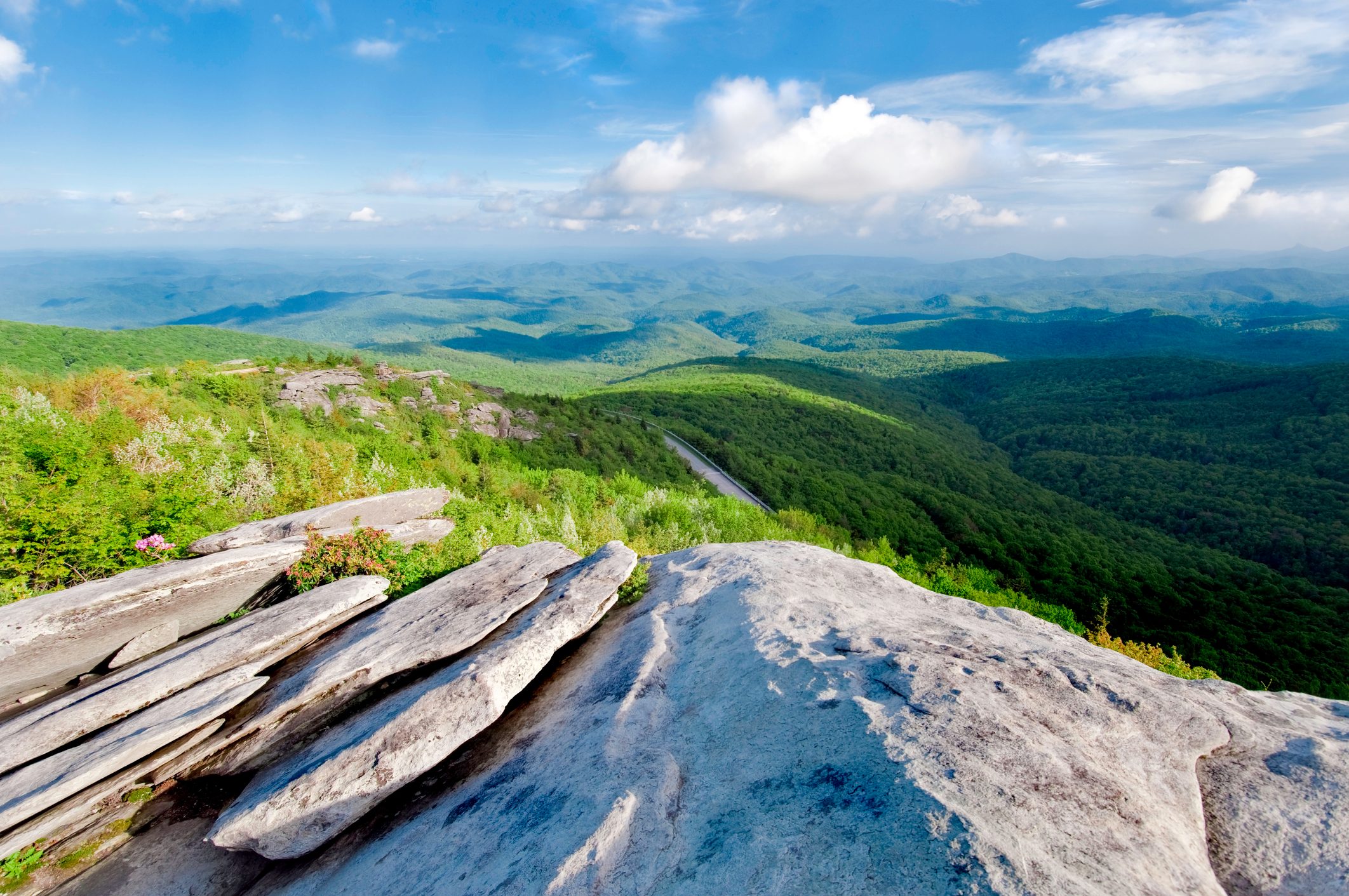 Blue Ridge Mountains with grass and clouds