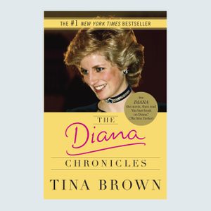 A smiling woman wears a black choker necklace against a dark background. Text: THE DIANA CHRONICLES by TINA BROWN; #1 NEW YORK TIMES BESTSELLER.