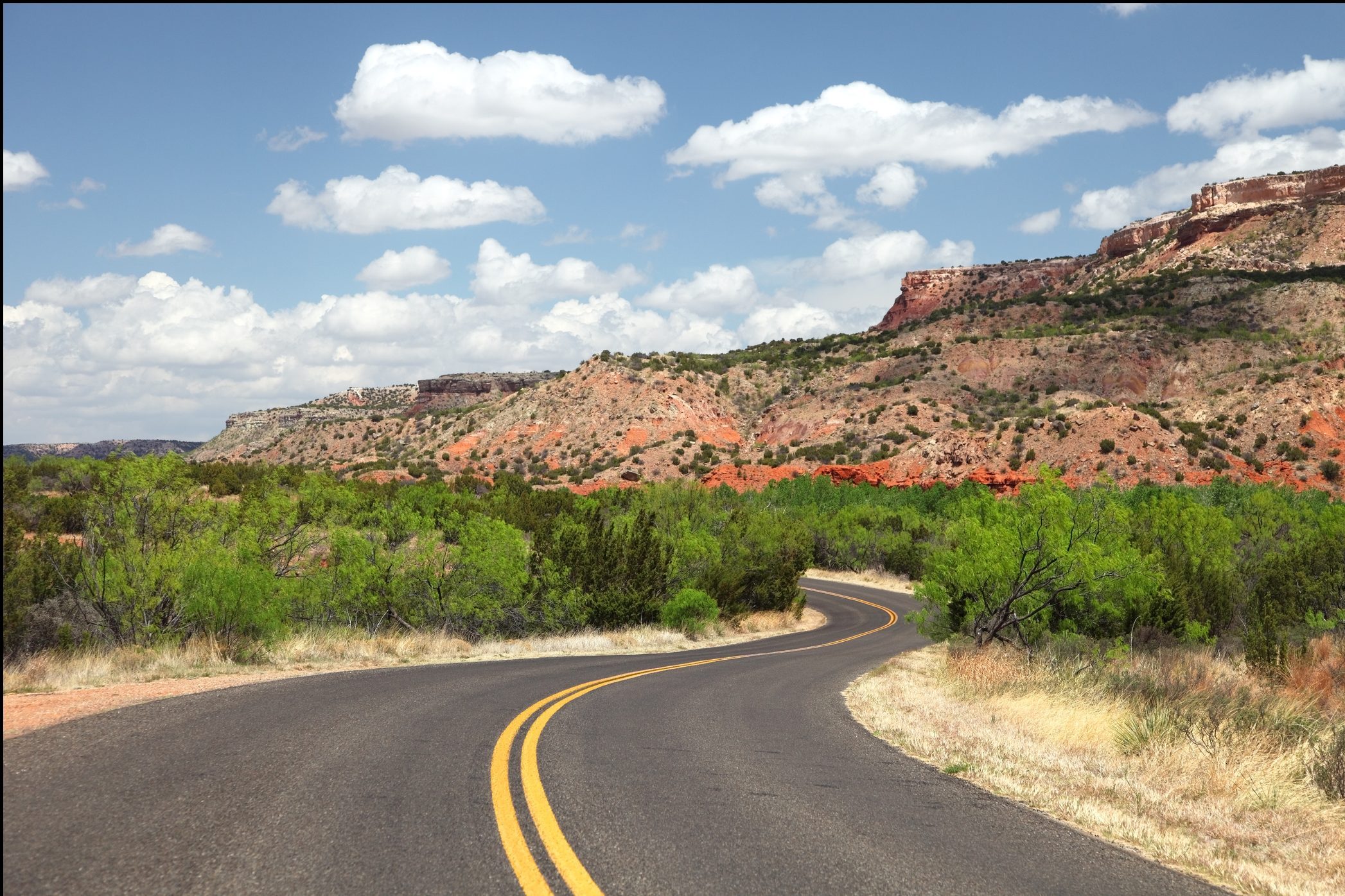 Scenic Winding Road in Palo Duro Canyon near Amarillo Texas