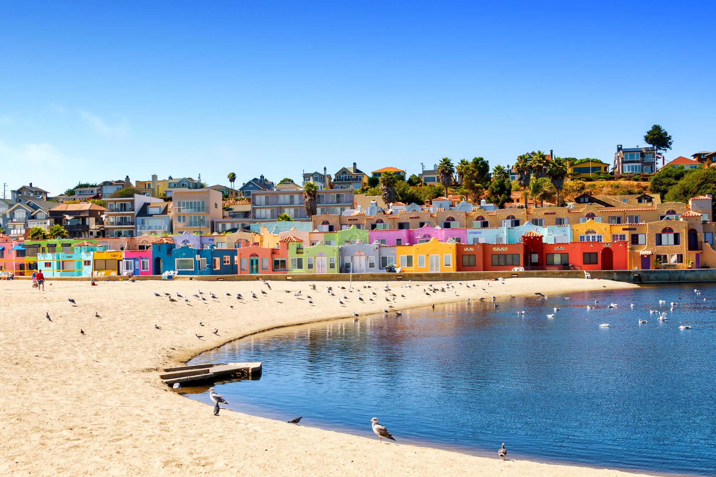 Colorful residential neighborhood in Capitola beach, on the California coast