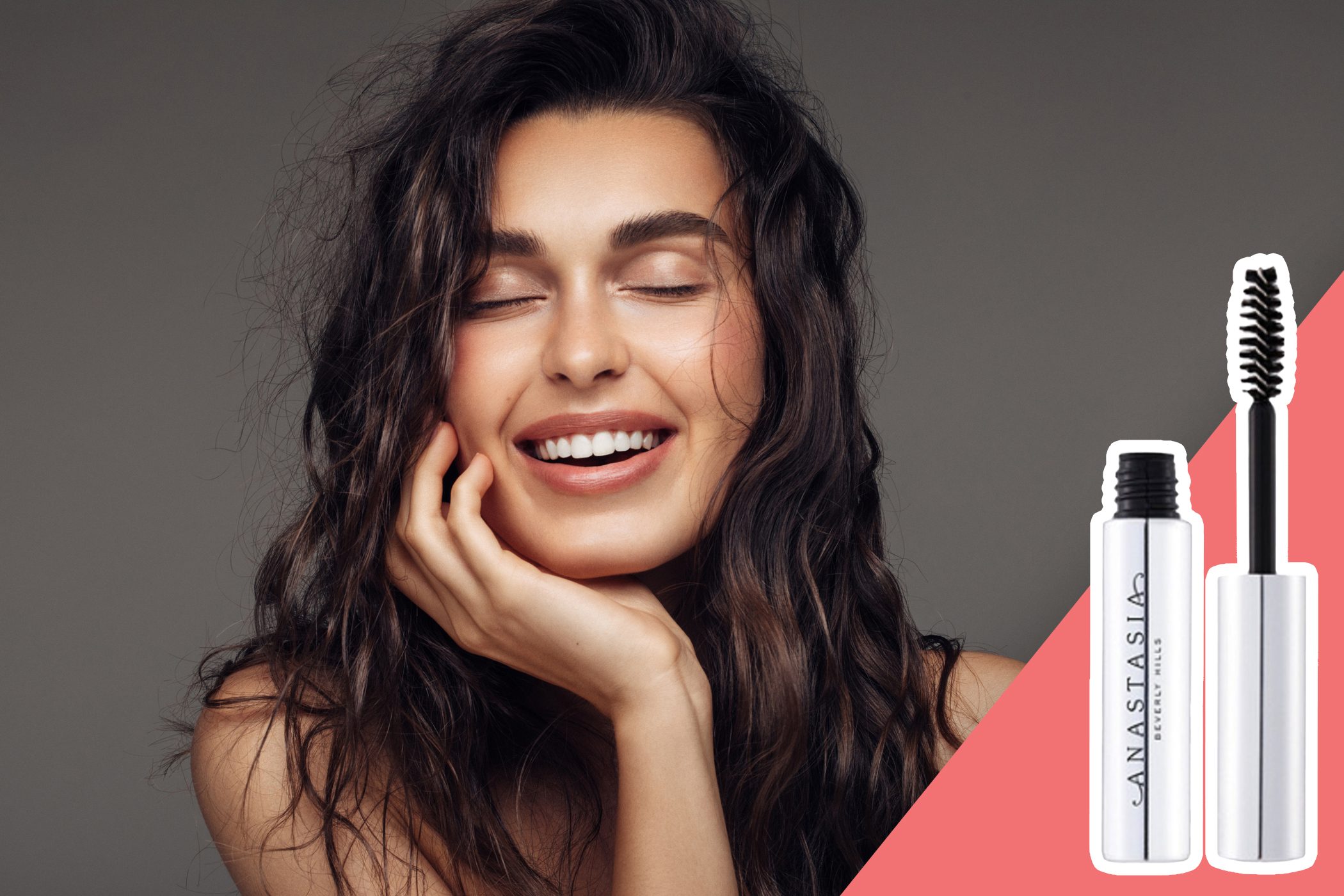 inset of eyebrow makeup on photo of woman with natural makeup