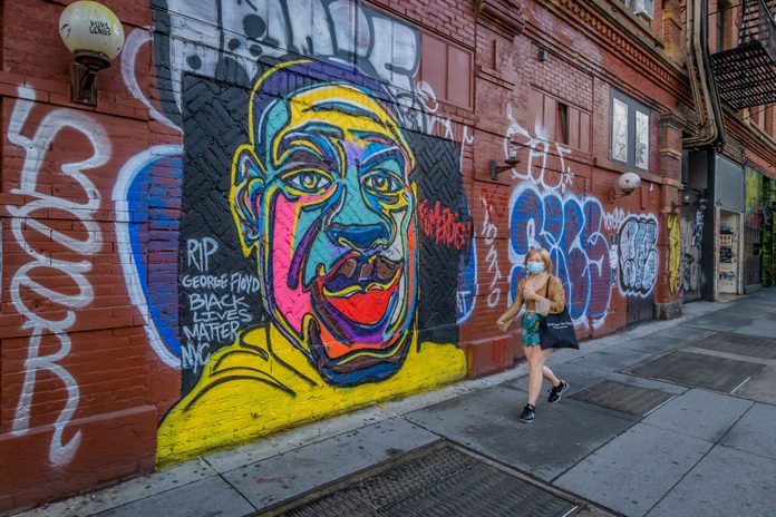 A George Floyd mural in Manhattan.