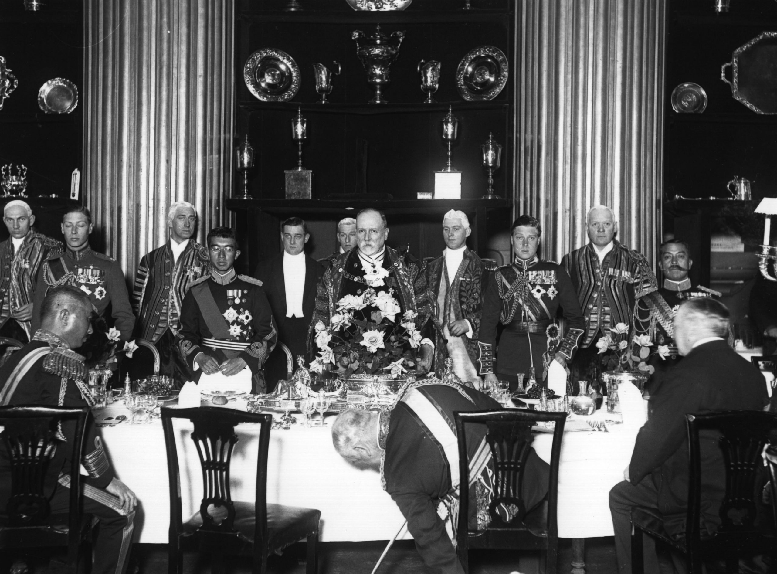 Prince Hirohito lunching at the Mansion House, London, with Edward VIII