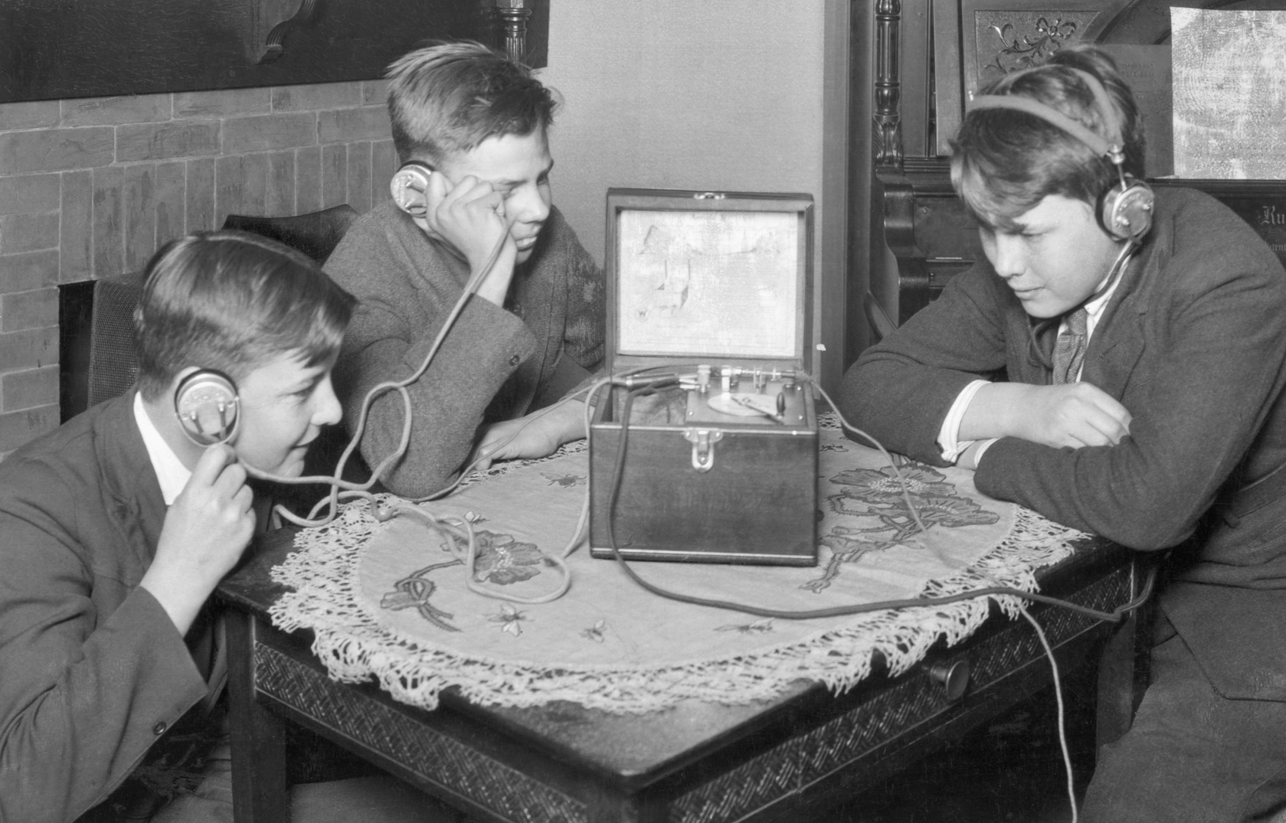Boys Listen To Early Radio