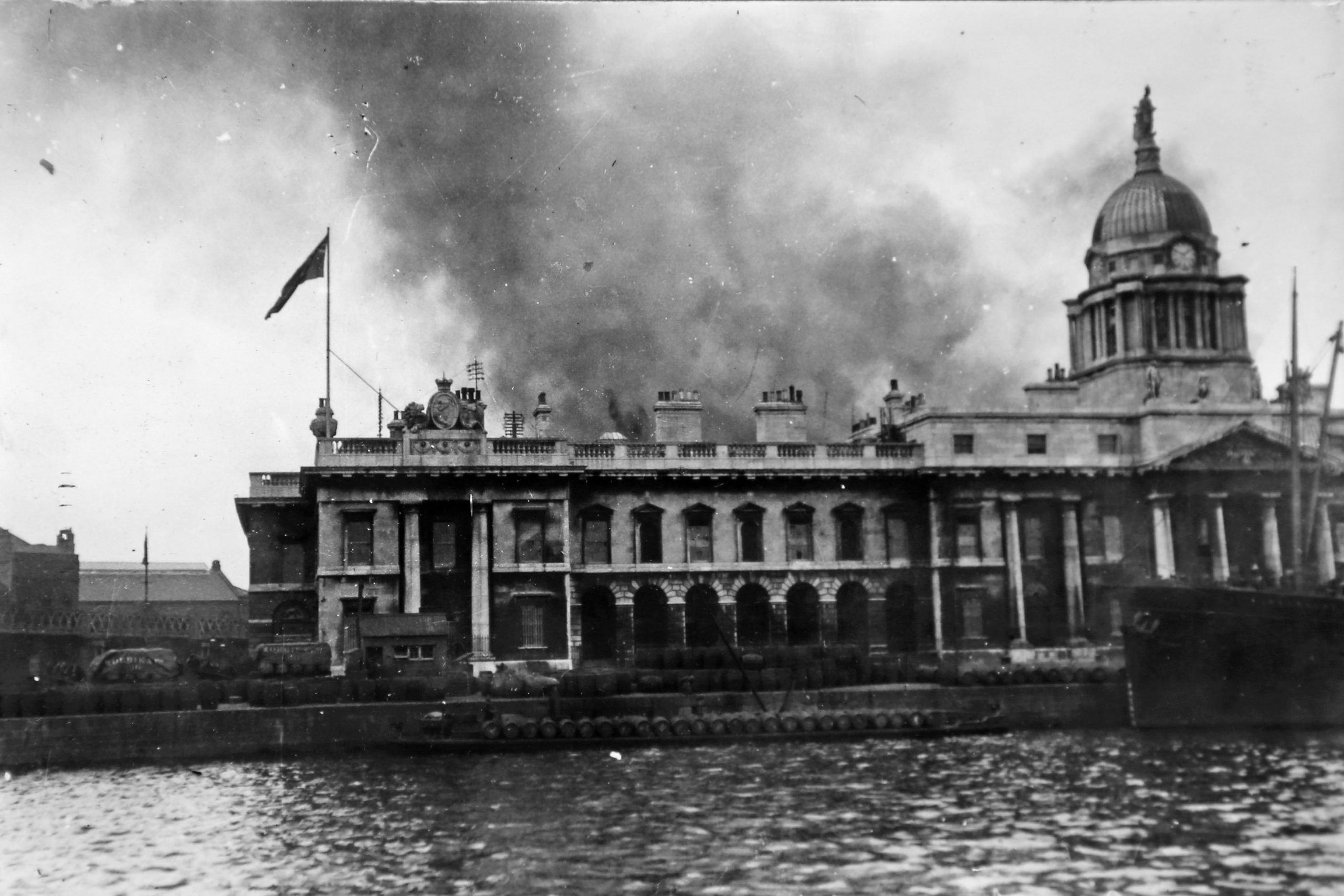 Custom House burning after the battle.