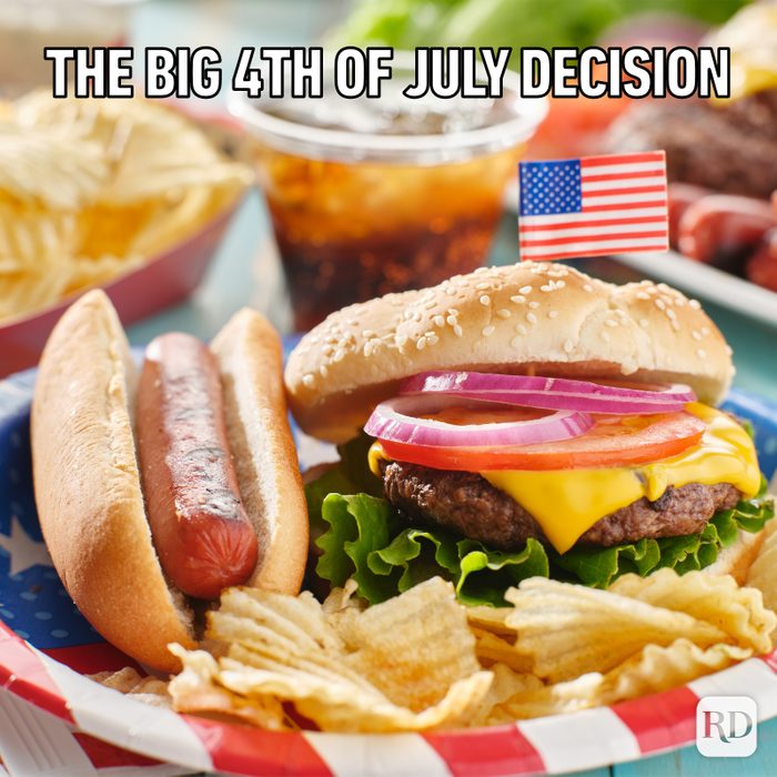 Gettyimages 1301080368 4th Of July Themed Burger And Hot Dog Meal On Paper Plate