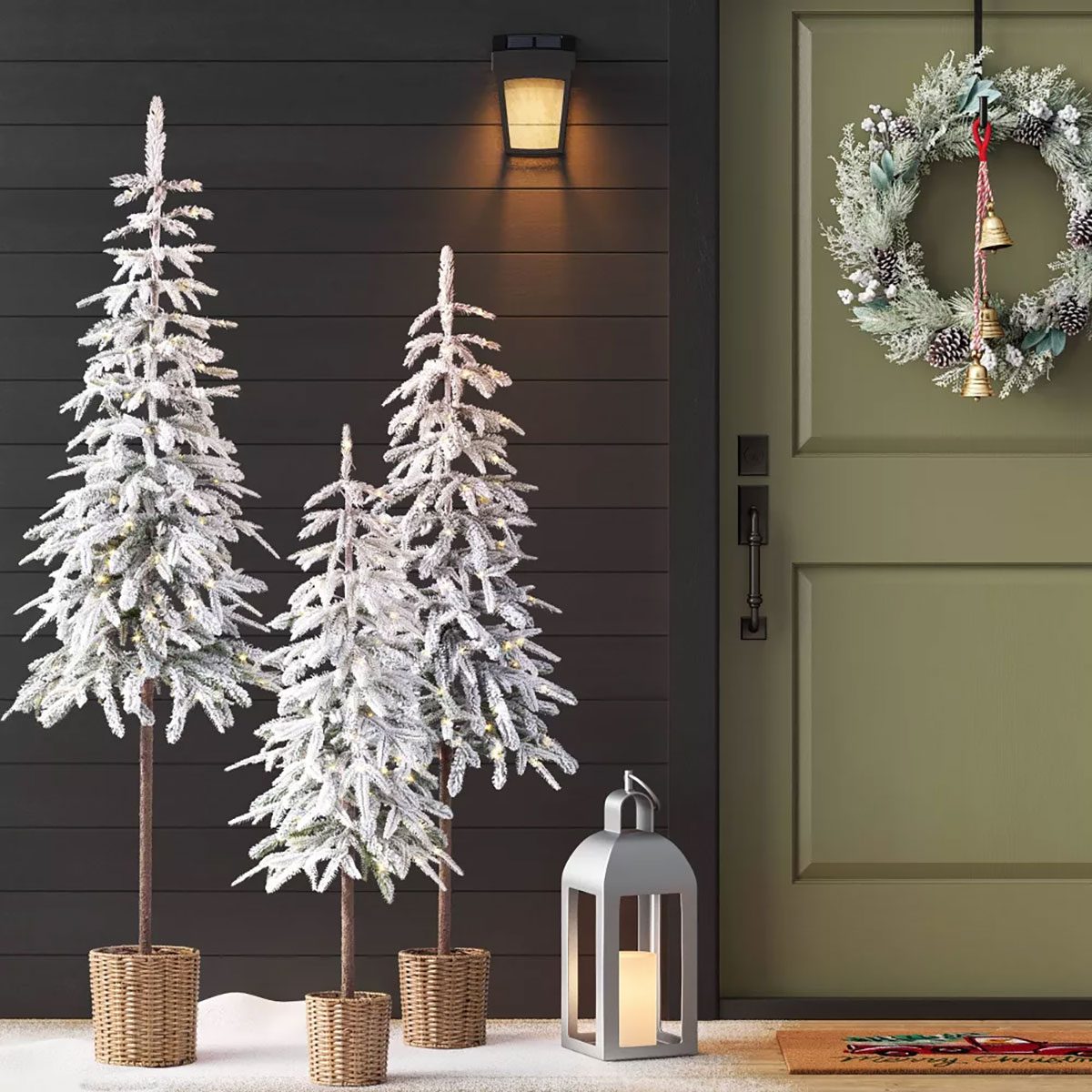 Pre Lit Led Dewdrop Downswept Flocked Balsam Fir 