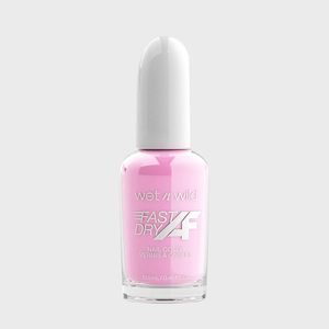 A pink nail polish bottle labeled 