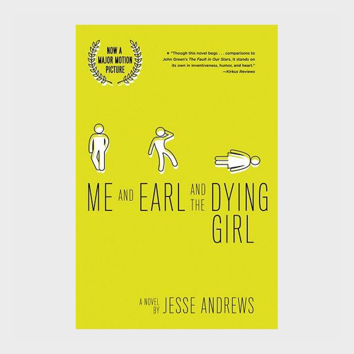 Yellow book cover features three stick figures; text reads 