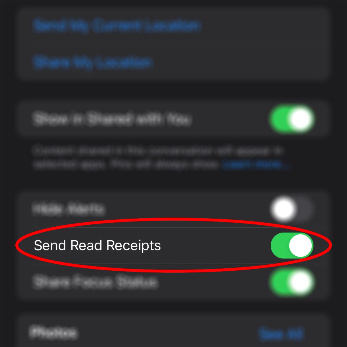 Send Read Reciepts Under Contact Info On