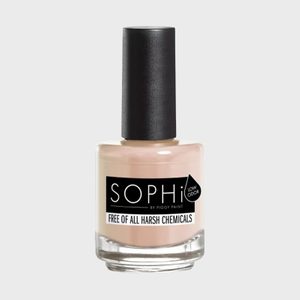 A bottle of nude nail polish labeled 