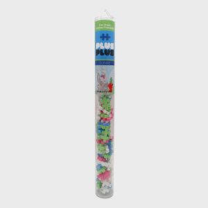 Clear tube contains colorful interlocking puzzle pieces; labeled 