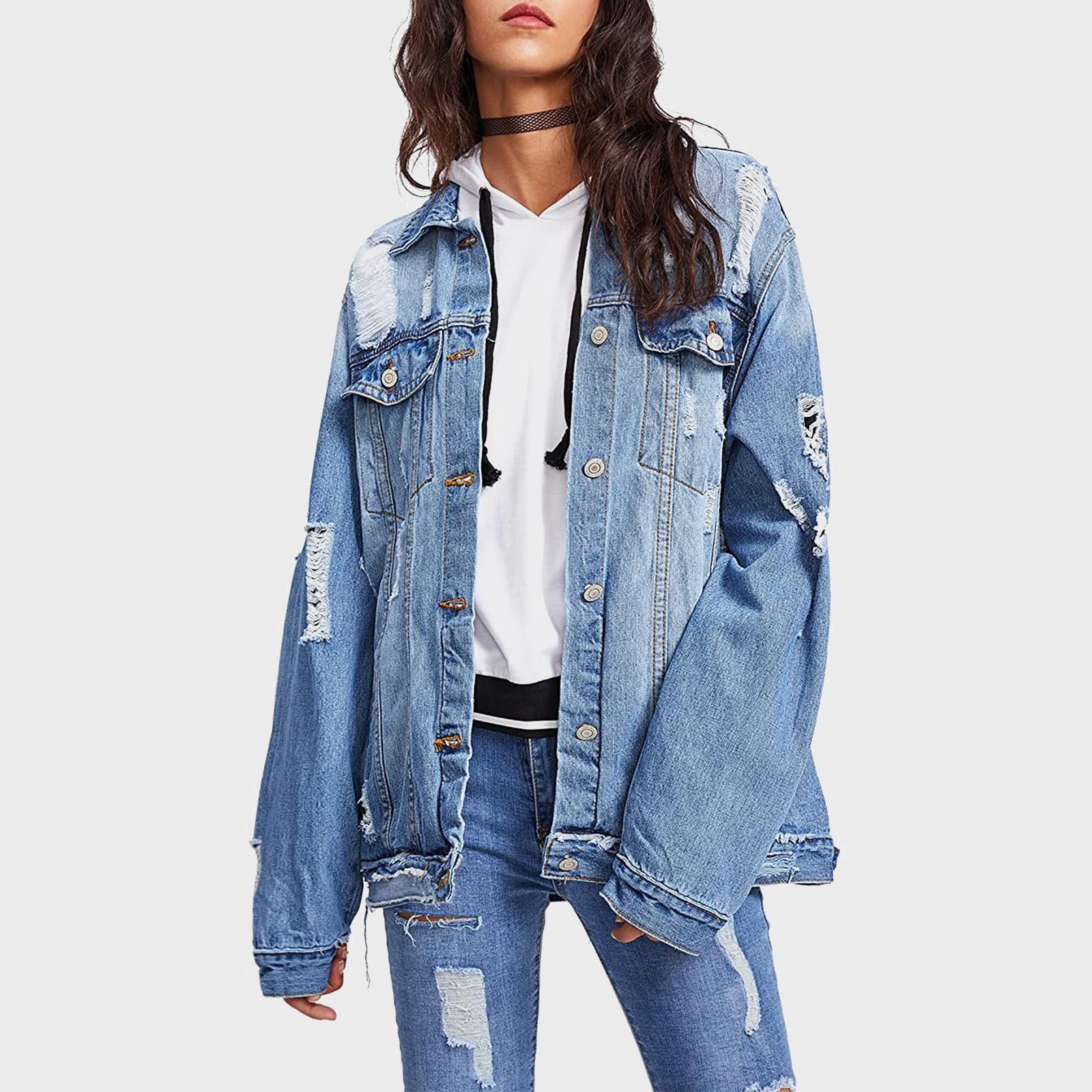 Rd Ecomm Floerns Ripped Distressed Denim Jacket Via Amazon.com