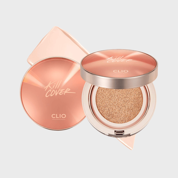 Compact cushion displays open. 