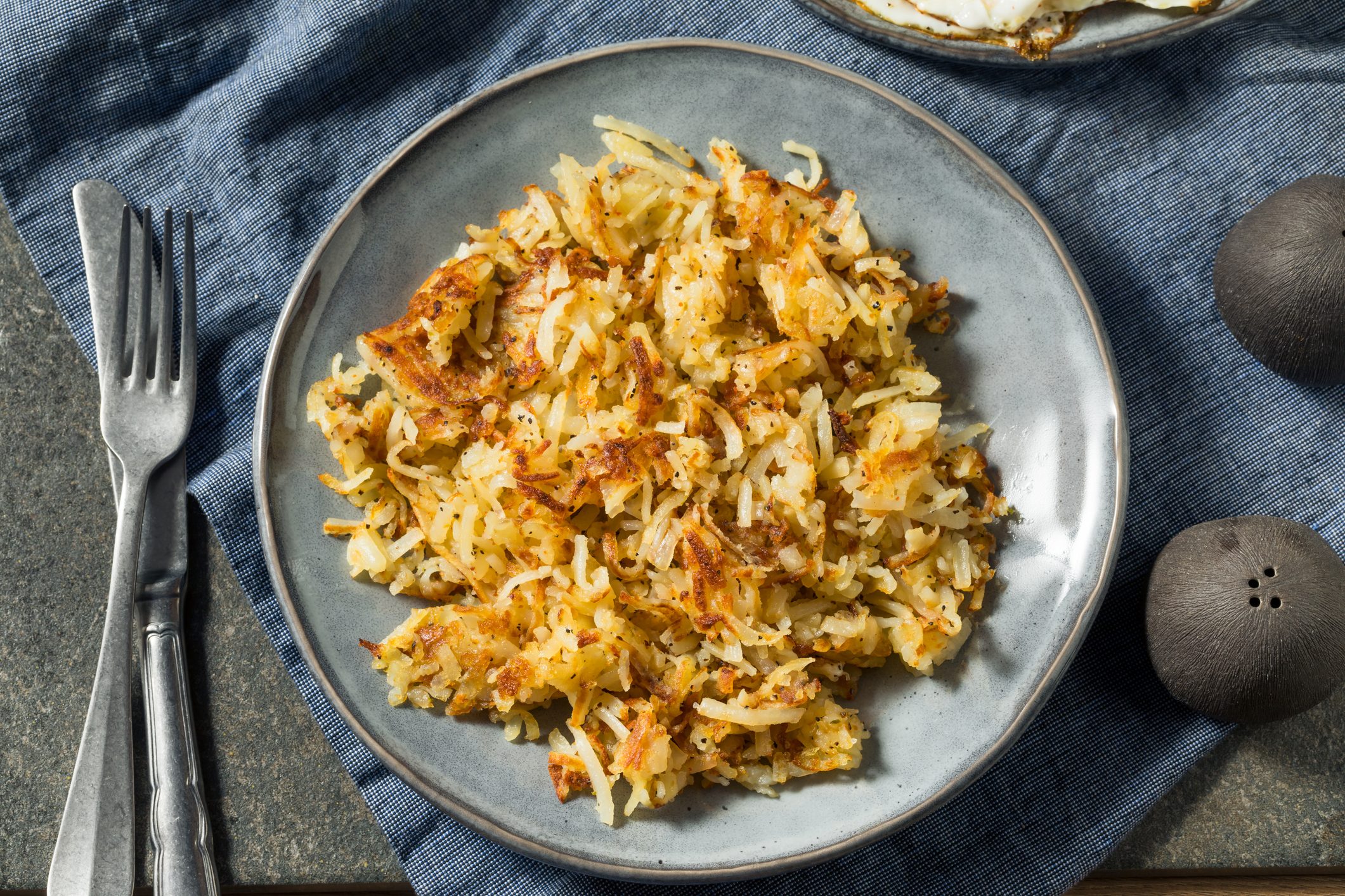 Homemade Fried Shredded Hashbrowns on a plate