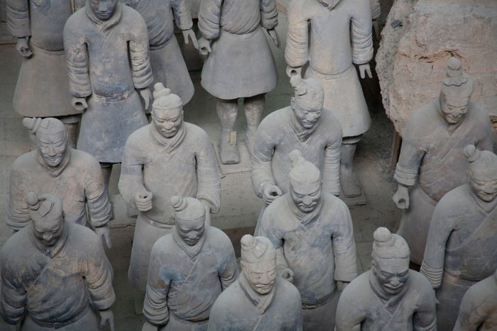 Terracotta Army statues depicting Chinese warriors