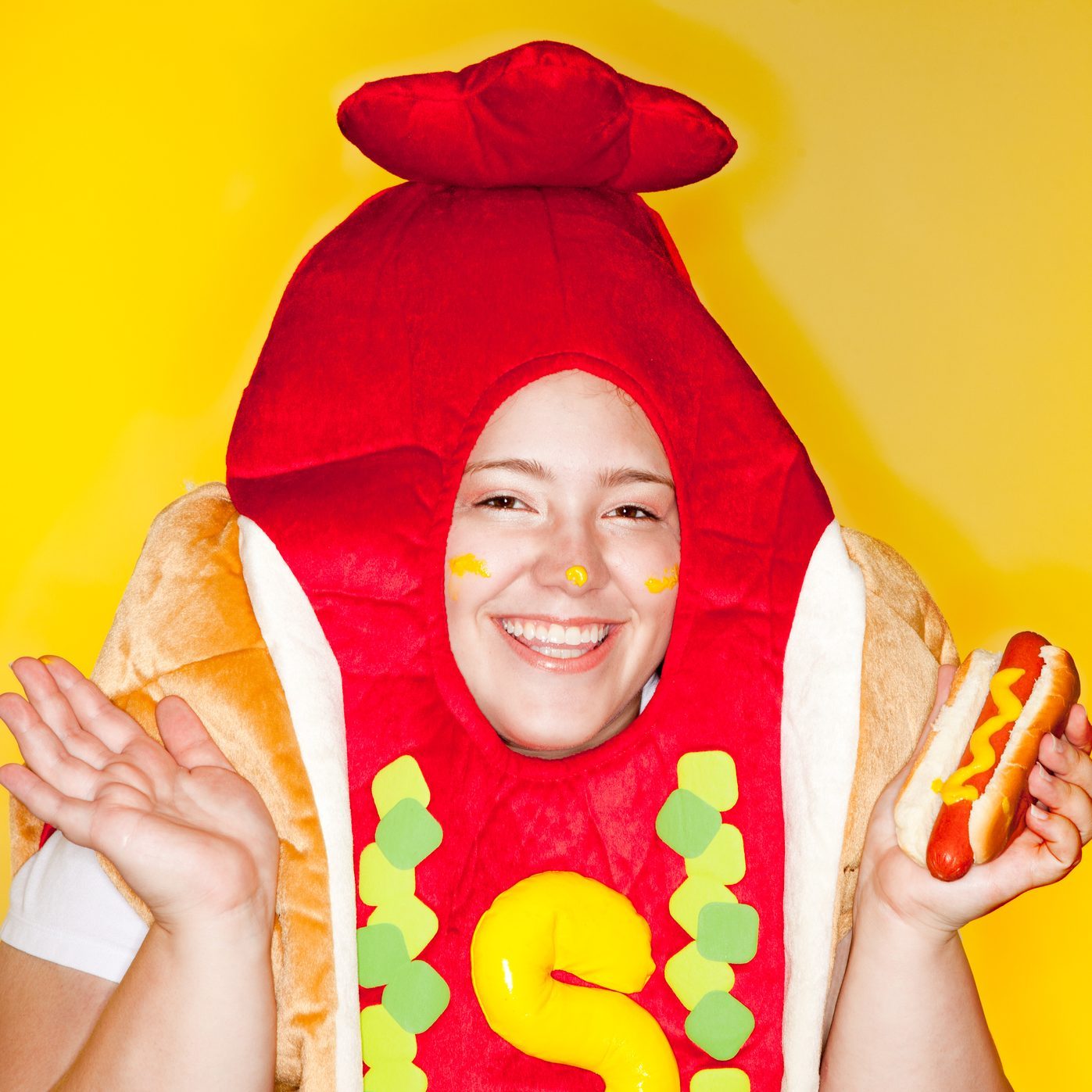 Woman in Hot Dog Costume