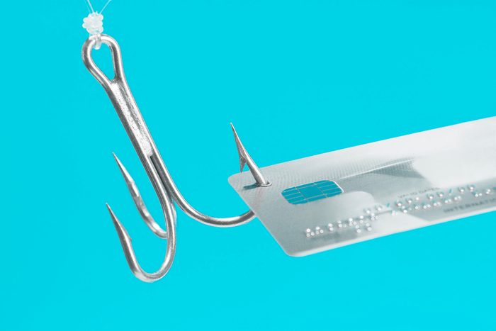 credit card on fishing hook