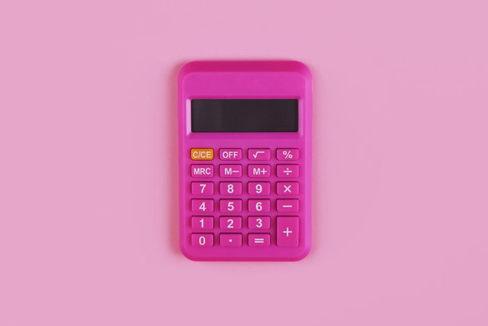 Bright pink calculator on a pink background