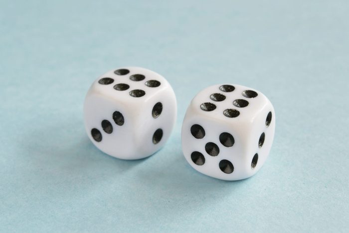 Dice on blue background