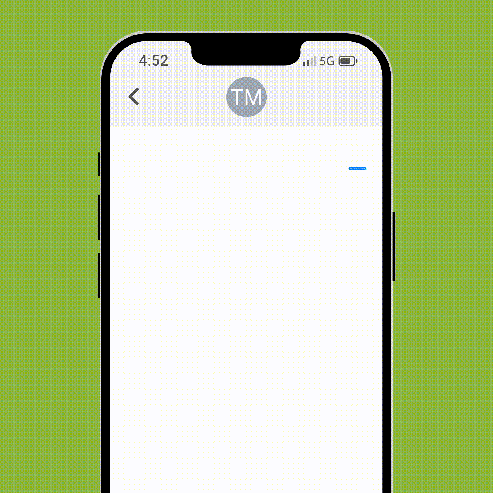 Smartphone sends message in a text app; paper airplane icon launches message on green background.